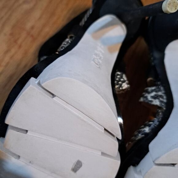 L.A.M.B  Snake Skin Black Leather Strappy Platform‎ Sillito Heels 6.5 - Picture 5 of 12